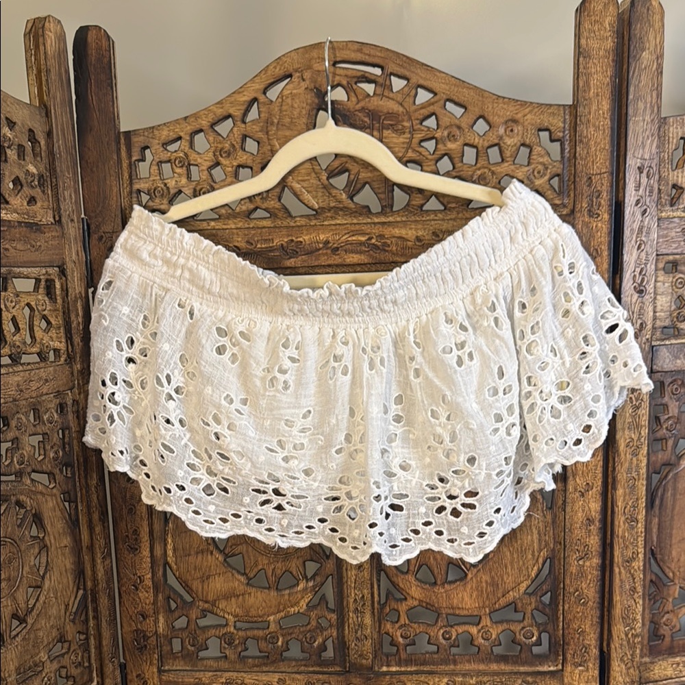 Free People White Eyelet Crop Top